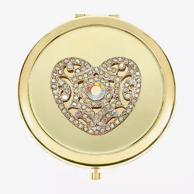 Monet Jewelry Gold Tone Filigree Gold Tone Heart Compact Mirror