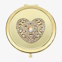 Monet Jewelry Gold Tone Filigree Gold Tone Heart Compact Mirror