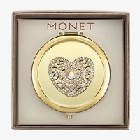 Monet Jewelry Gold Tone Filigree Gold Tone Heart Compact Mirror