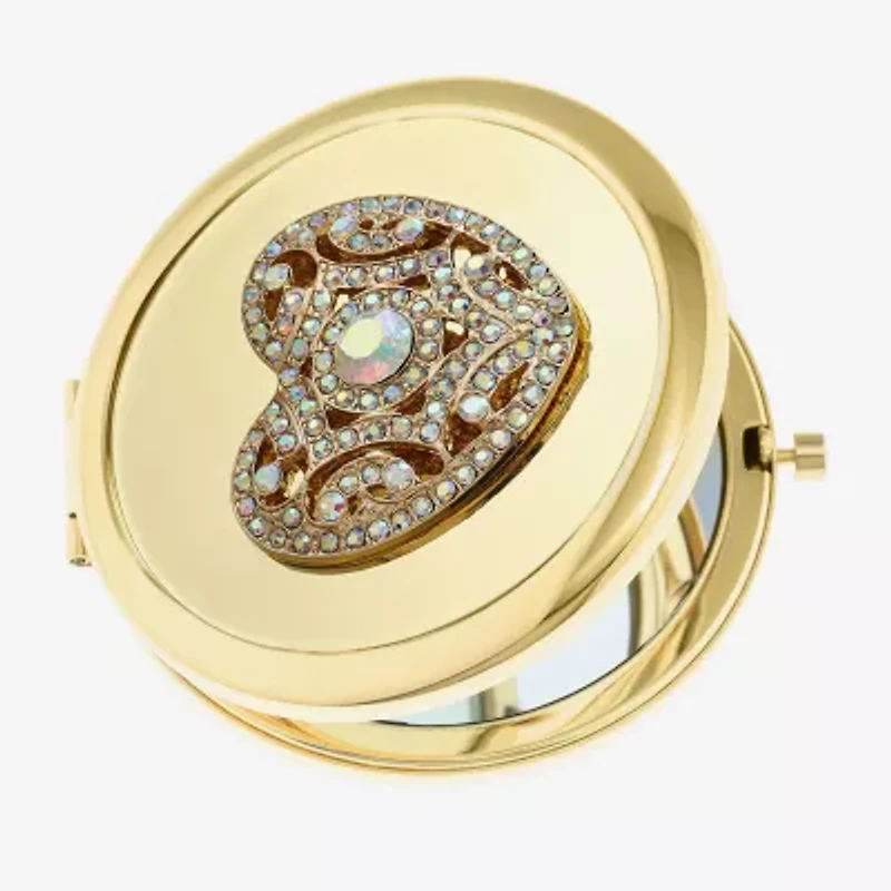 Monet Jewelry Gold Tone Filigree Gold Tone Heart Compact Mirror