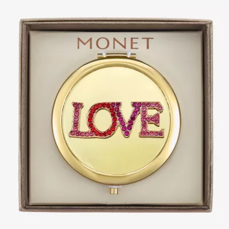Monet Jewelry Gold Tone Love Gold Tone Compact Mirror