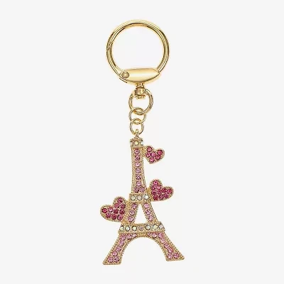 Monet Jewelry Gold Tone Pink Eiffel Tower Heart Bag Charm