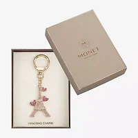 Monet Jewelry Gold Tone Pink Eiffel Tower Heart Bag Charm