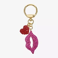 Monet Jewelry Gold Tone Pink Lips Kiss Heart Bag Charm
