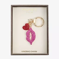 Monet Jewelry Gold Tone Pink Lips Kiss Heart Bag Charm