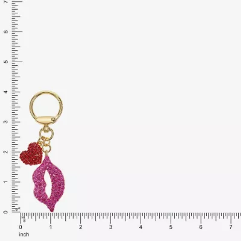 Monet Jewelry Gold Tone Pink Lips Kiss Heart Bag Charm