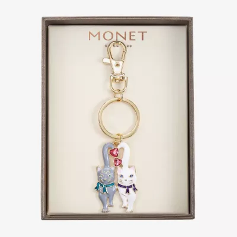 Monet Jewelry Gold Tone Cats Key Chain