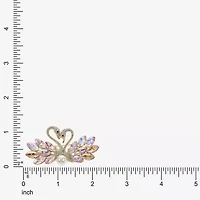 Monet Jewelry Gold Tone Swan Pink Glass Pin