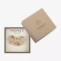 Monet Jewelry Gold Tone Lovebirds Multi Color Glass Pin