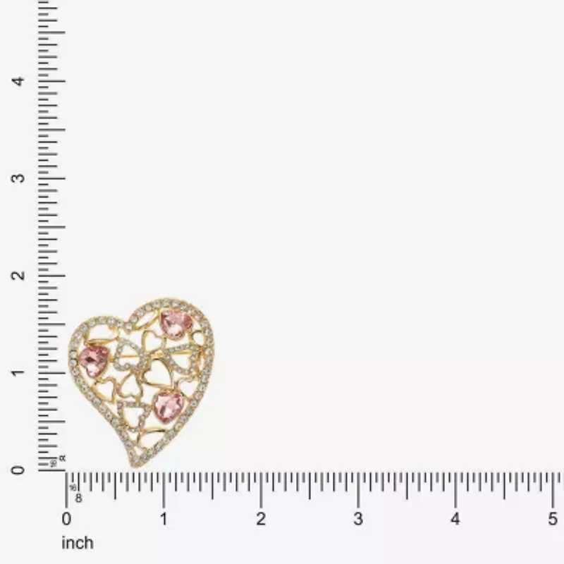 Monet Jewelry Gold Tone Pink Glass Pin