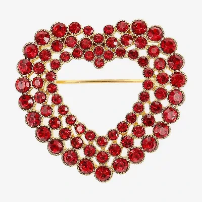 Monet Jewelry Gold Tone Red Glass Pin