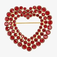 Monet Jewelry Gold Tone Red Glass Pin