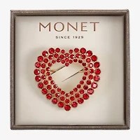 Monet Jewelry Gold Tone Red Glass Pin