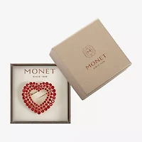Monet Jewelry Gold Tone Red Glass Pin