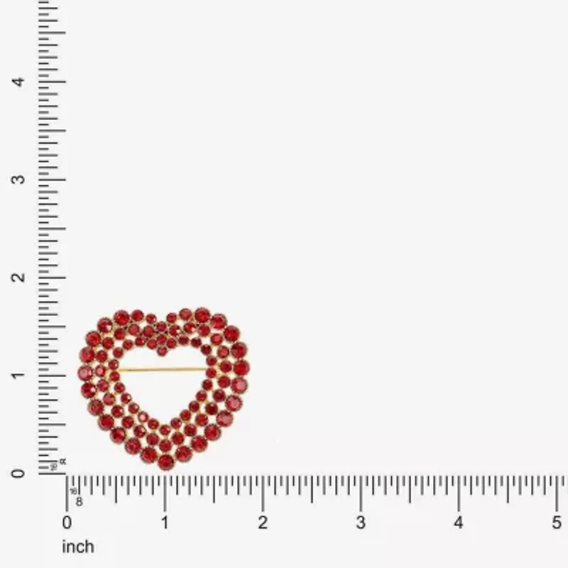 Monet Jewelry Gold Tone Red Glass Pin