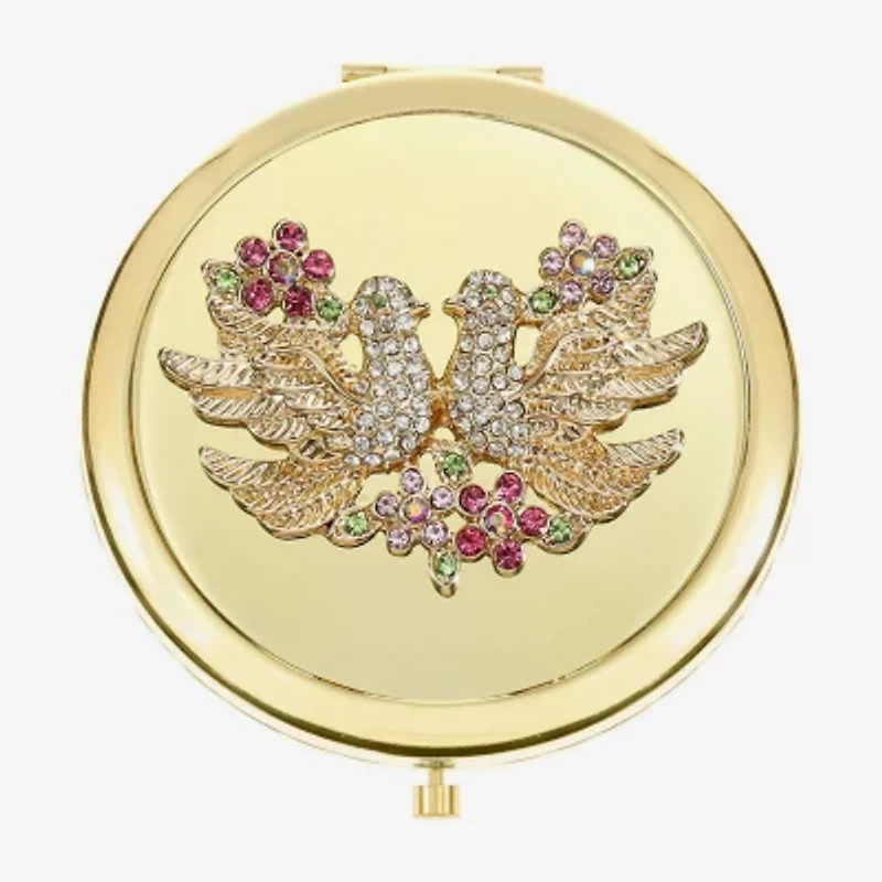 Monet Jewelry Gold Tone Lovebirds Gold Tone Compact Mirror