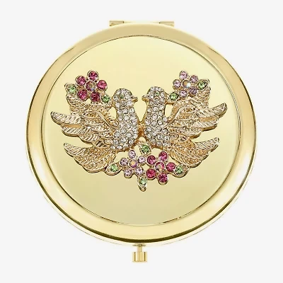 Monet Jewelry Gold Tone Lovebirds Gold Tone Compact Mirror