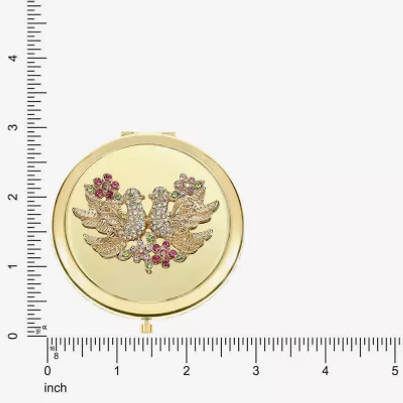 Monet Jewelry Gold Tone Lovebirds Gold Tone Compact Mirror