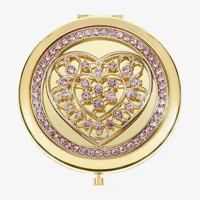 Monet Jewelry Gold Tone Filigree Gold Tone Heart Compact Mirror