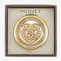 Monet Jewelry Gold Tone Filigree Gold Tone Heart Compact Mirror