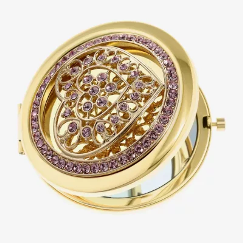 Monet Jewelry Gold Tone Filigree Gold Tone Heart Compact Mirror
