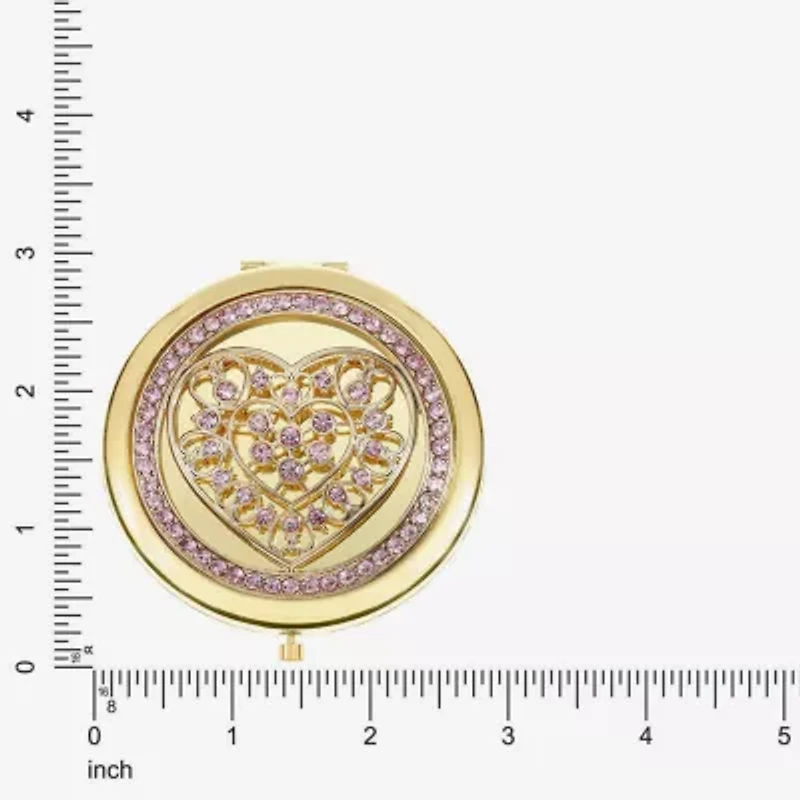 Monet Jewelry Gold Tone Filigree Gold Tone Heart Compact Mirror