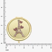 Monet Jewelry Gold Tone Pink Eiffel Tower Gold Tone Heart Compact Mirror