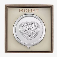 Monet Jewelry Silver Tone Filigree Silver Tone Heart Compact Mirror