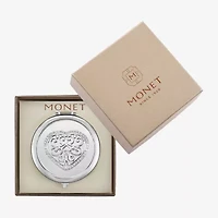 Monet Jewelry Silver Tone Filigree Silver Tone Heart Compact Mirror