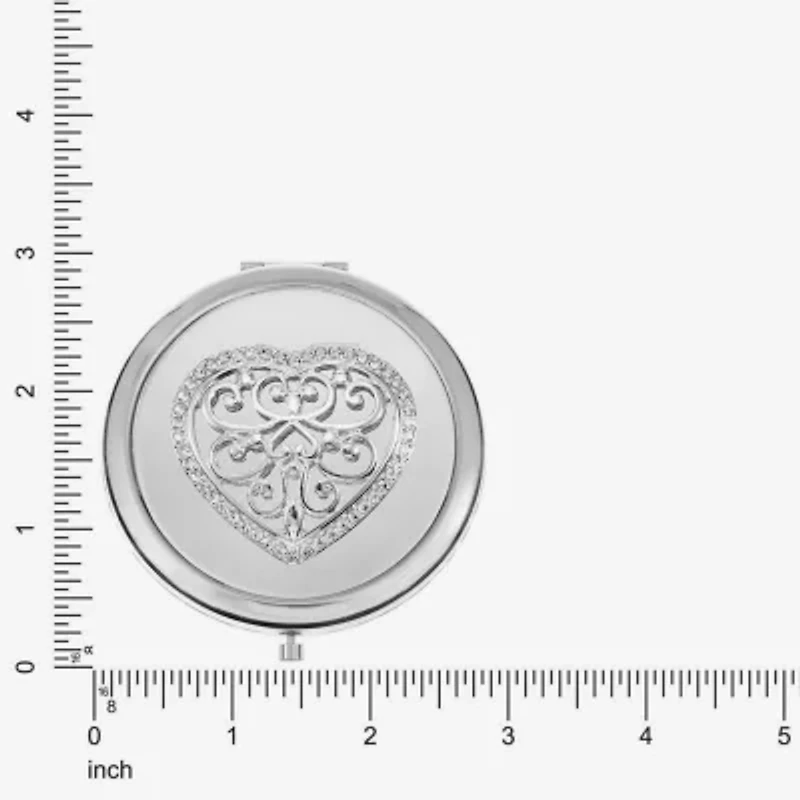 Monet Jewelry Silver Tone Filigree Silver Tone Heart Compact Mirror