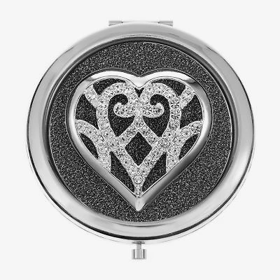 Monet Jewelry Silver Tone Filigree Silver Tone Heart Compact Mirror