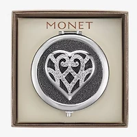 Monet Jewelry Silver Tone Filigree Silver Tone Heart Compact Mirror