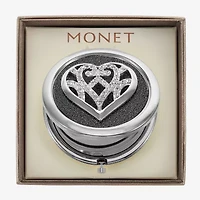 Monet Jewelry Silver Tone Filigree Silver Tone Heart Compact Mirror