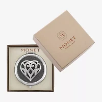Monet Jewelry Silver Tone Filigree Silver Tone Heart Compact Mirror