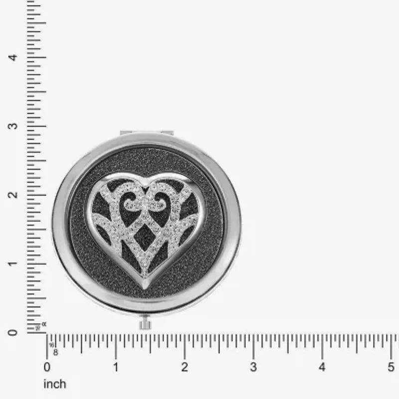 Monet Jewelry Silver Tone Filigree Silver Tone Heart Compact Mirror