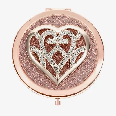 Monet Jewelry Rose Tone Filigree Rose Tone Heart Compact Mirror