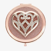 Monet Jewelry Rose Tone Filigree Rose Tone Heart Compact Mirror