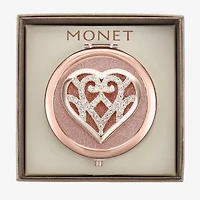 Monet Jewelry Rose Tone Filigree Rose Tone Heart Compact Mirror