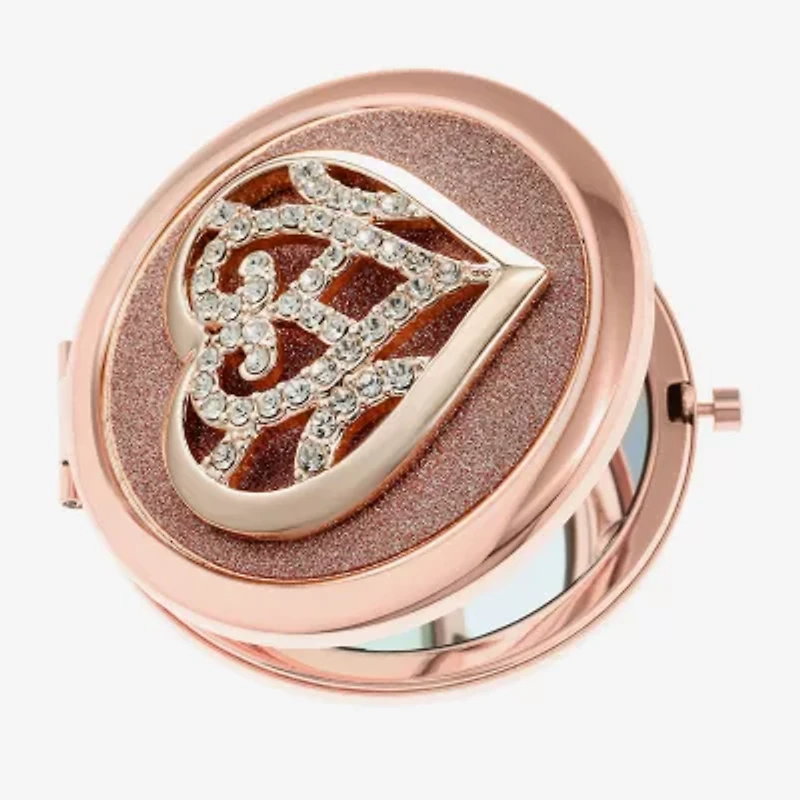 Monet Jewelry Rose Tone Filigree Rose Tone Heart Compact Mirror