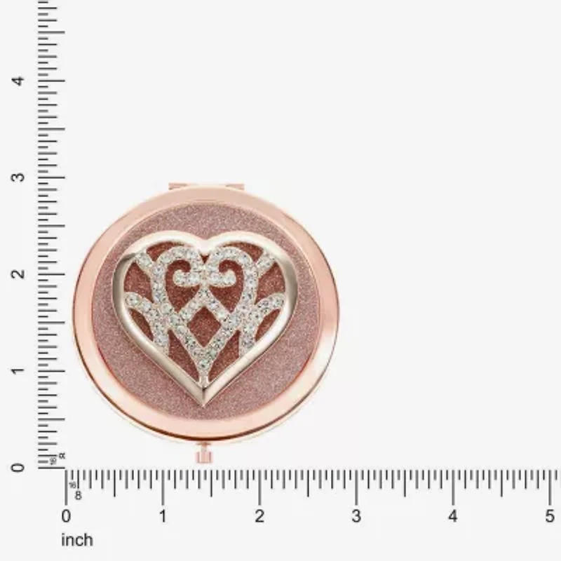 Monet Jewelry Rose Tone Filigree Rose Tone Heart Compact Mirror