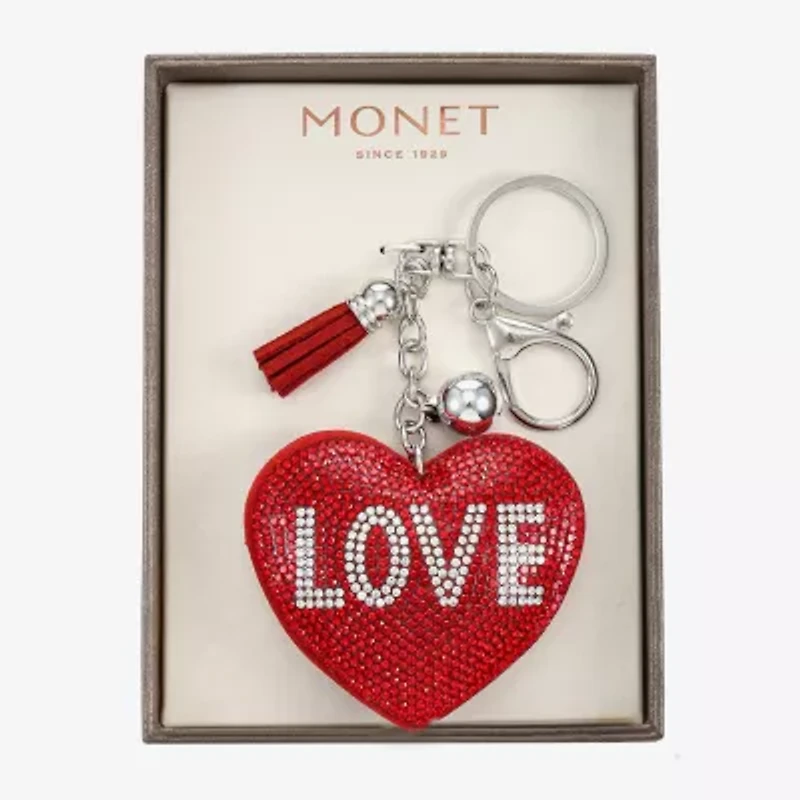 Monet Jewelry Silver Tone Love Tassel Charm Heart Key Chain
