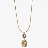 Monet Jewelry Double Drop Womens Glass Oval 17 Inch Pendant Necklace