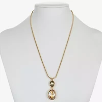 Monet Jewelry Double Drop Womens Glass Oval 17 Inch Pendant Necklace