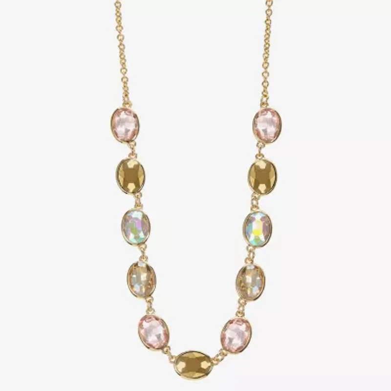 Monet Jewelry Frontal Womens Gray 17 Inch Collar Necklace