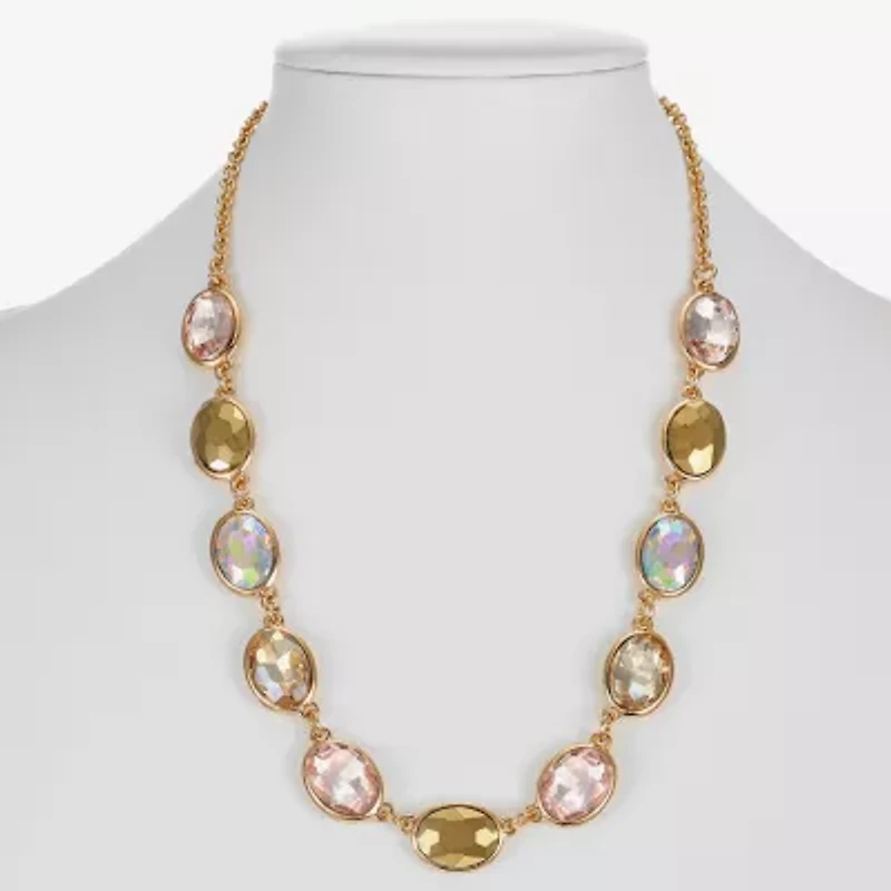 Monet Jewelry Frontal Womens Gray 17 Inch Collar Necklace