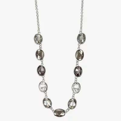 Monet Jewelry Frontal Womens Gray 17 Inch Collar Necklace