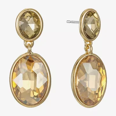 Monet Jewelry Double Womens Brown Glass Oval Hypoallergenic Drop Earrings