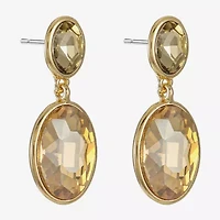 Monet Jewelry Double Womens Brown Glass Oval Hypoallergenic Drop Earrings