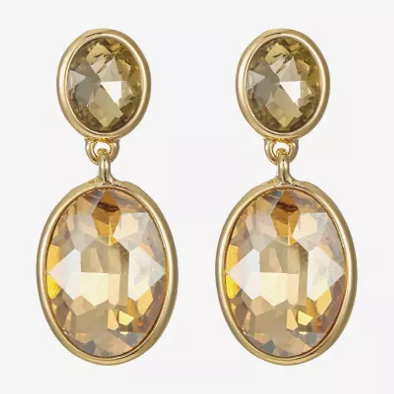 Monet Jewelry Double Womens Brown Glass Oval Hypoallergenic Drop Earrings