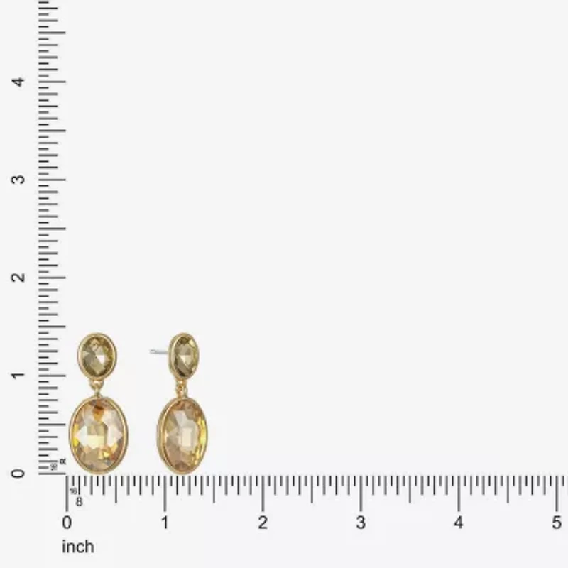 Monet Jewelry Double Womens Brown Glass Oval Hypoallergenic Drop Earrings